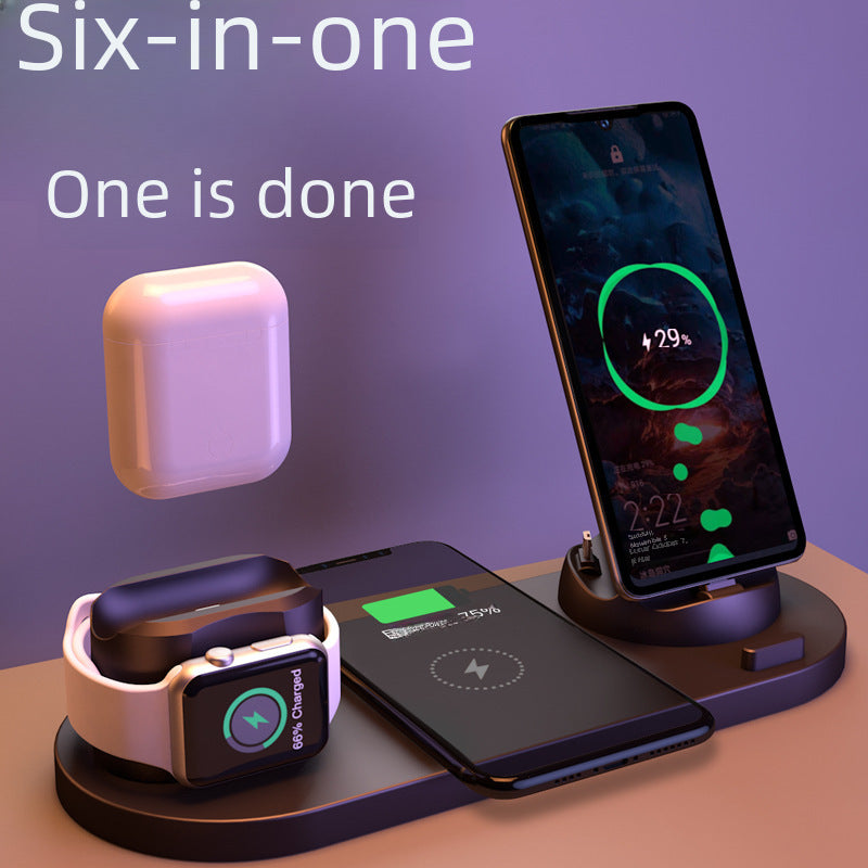 Cross-border new arrival multi-function six-in-one wireless charger suitable for earphone watch fast charging wireless charger