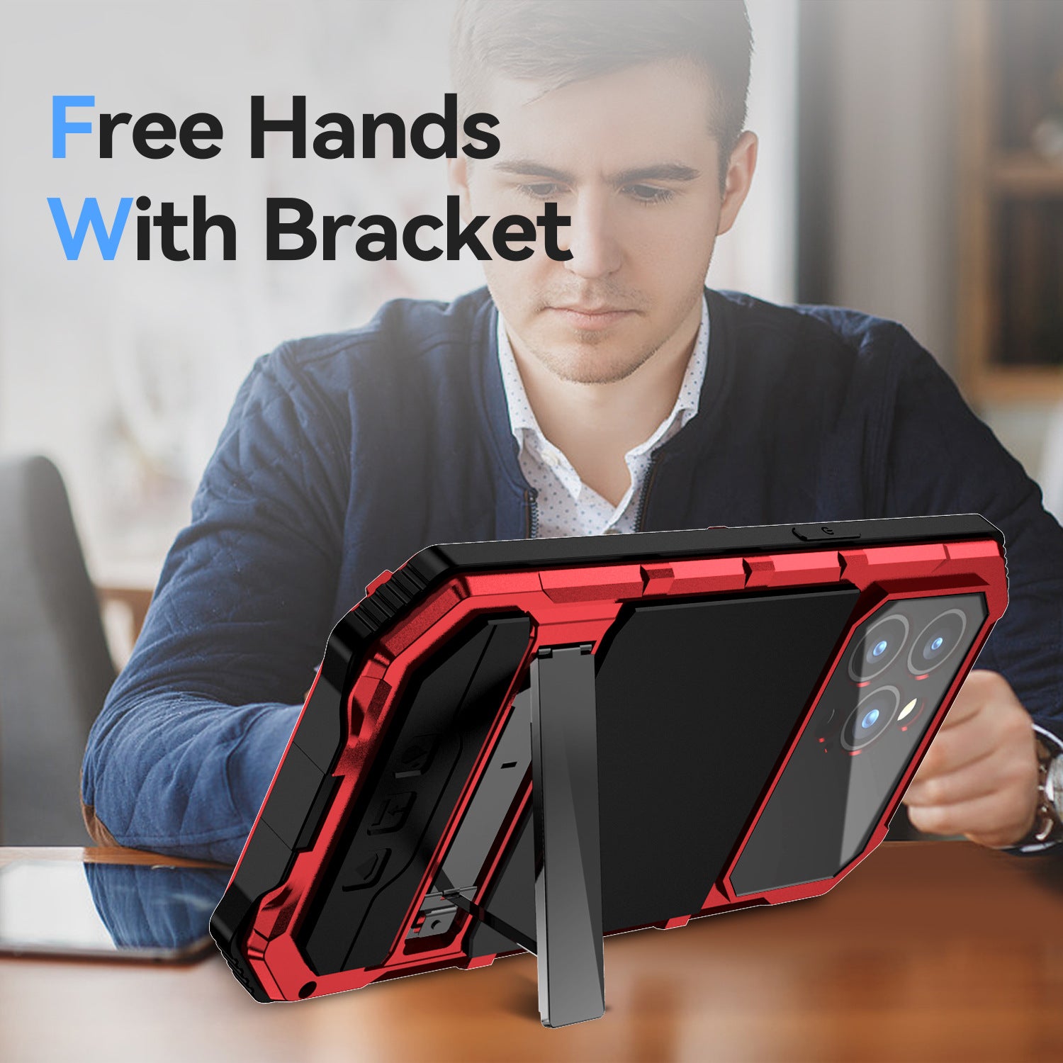 Applicable cross-border iPhone15pro phone case Apple plus protective case 16pm metal 16e drop-resistant bracket shell