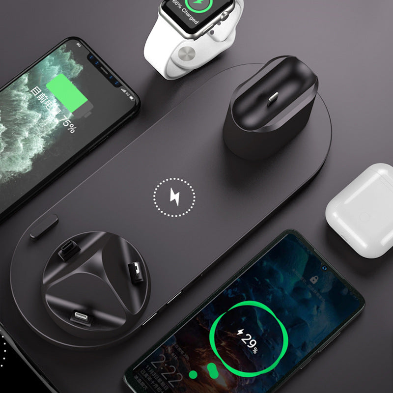 Cross-border new arrival multi-function six-in-one wireless charger suitable for earphone watch fast charging wireless charger