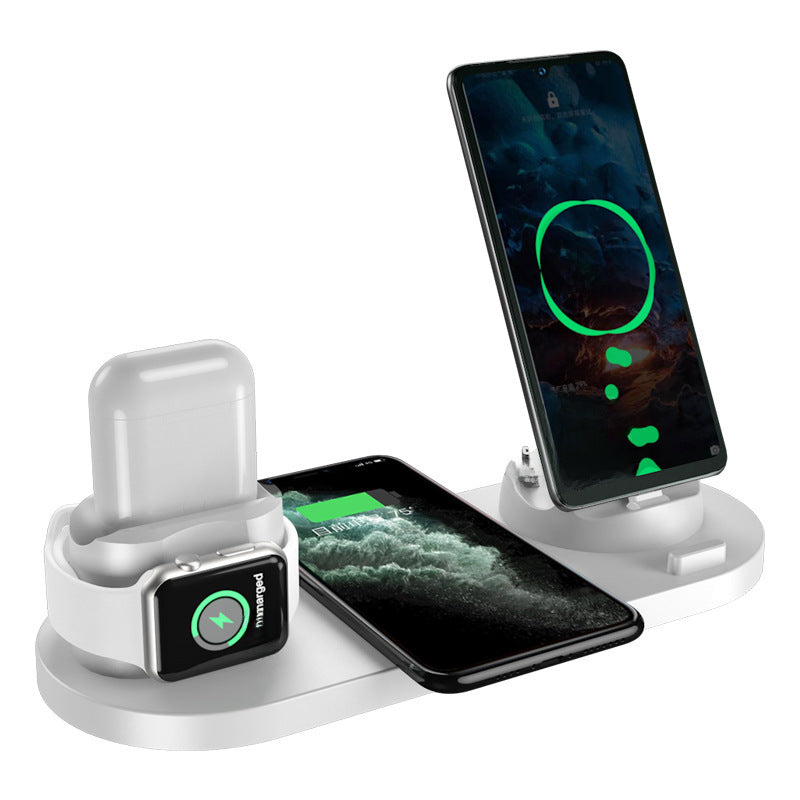 Cross-border new arrival multi-function six-in-one wireless charger suitable for earphone watch fast charging wireless charger