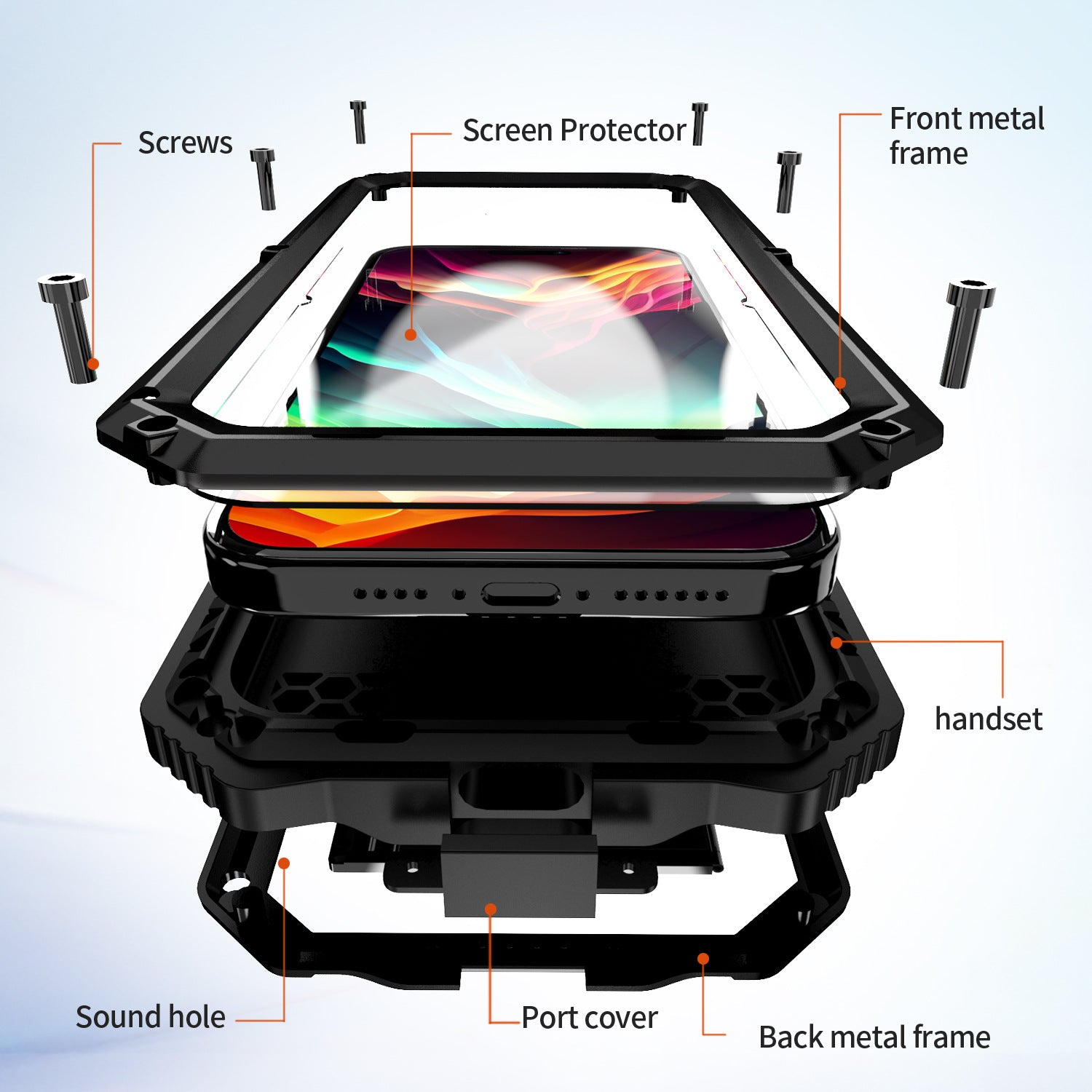 Applicable cross-border iPhone15pro phone case Apple plus protective case 16pm metal 16e drop-resistant bracket shell