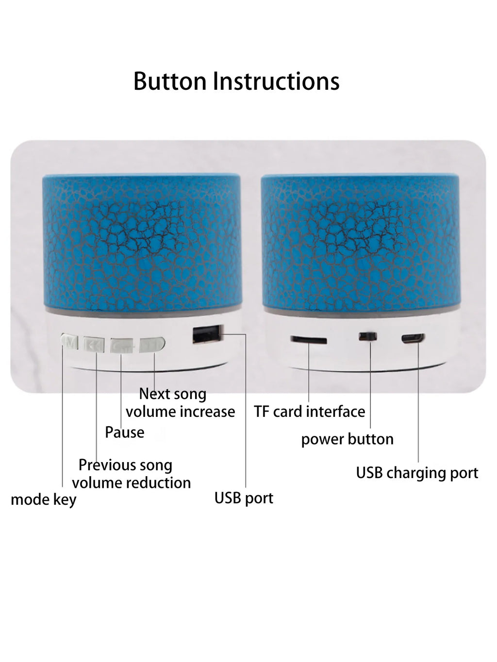 Wireless Mini Speaker, Subwoofer, Dazzle Crackle 7 Colour Light Wireless Mini Speaker, Portable Small Speaker
