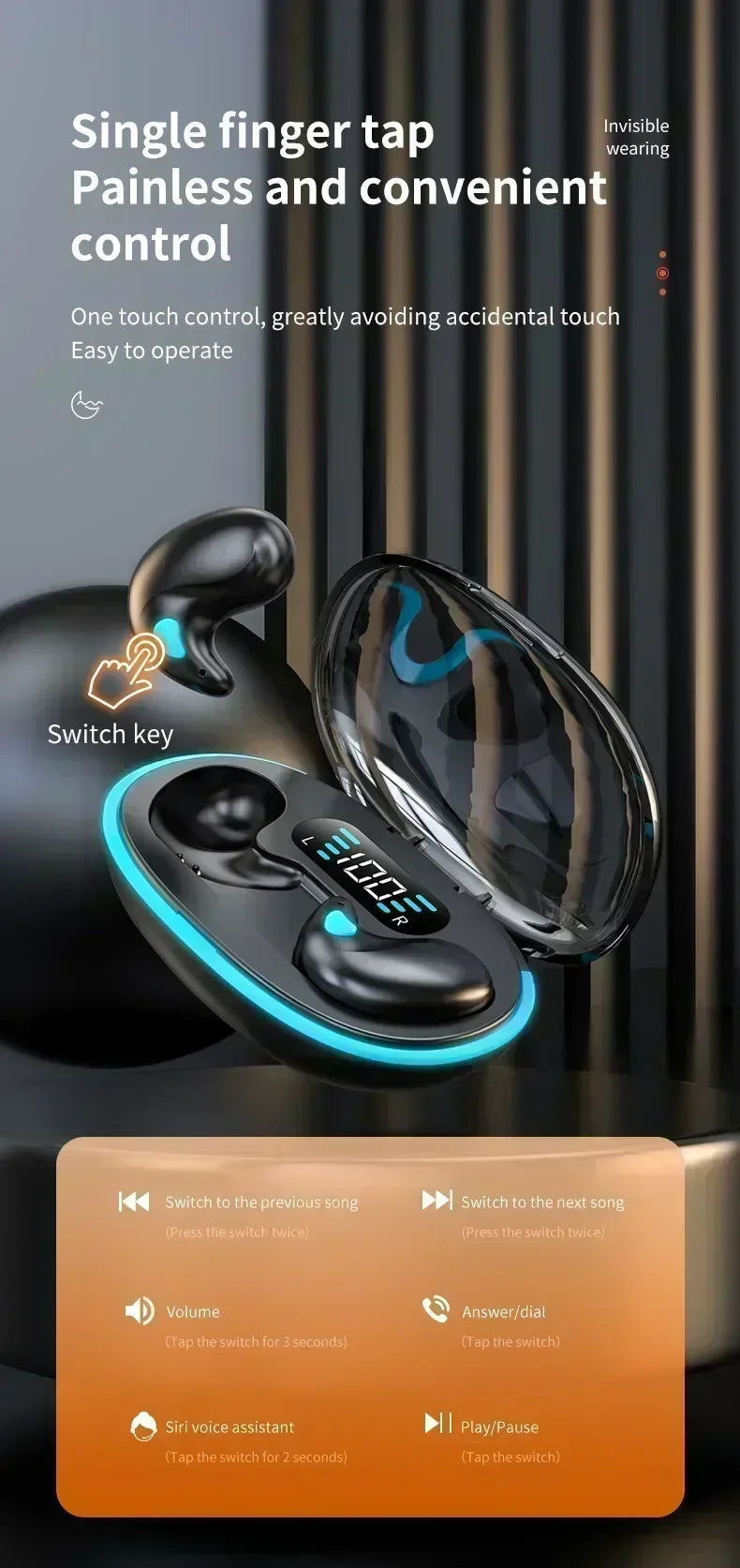 TWS Earphones Wireless Earphones Headphones Noise Reduction Sport Game Sleep Bluetooth Earbuds for all smartphones
