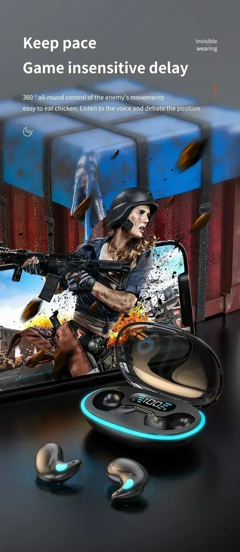 TWS Earphones Wireless Earphones Headphones Noise Reduction Sport Game Sleep Bluetooth Earbuds for all smartphones